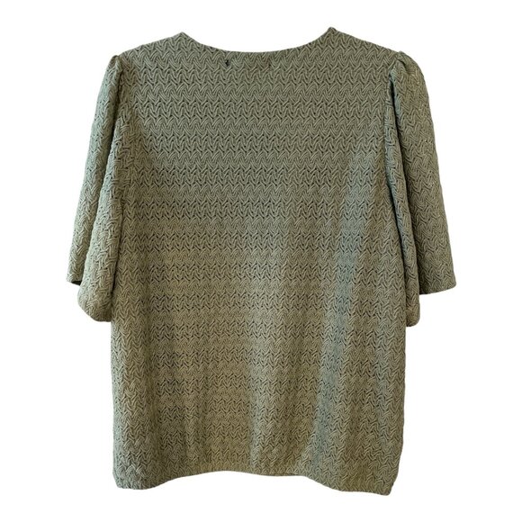 Adrienne Vittadini Women’s Size L Green Textured V-Neck Blouse, Elastic Hem - Picture 5 of 5